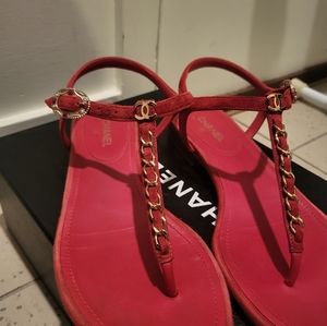 Authentic Chanel Suede Sandals 37